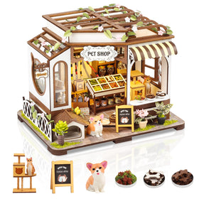 Flynova DIY miniature house kit with LED lights for cozy decor.