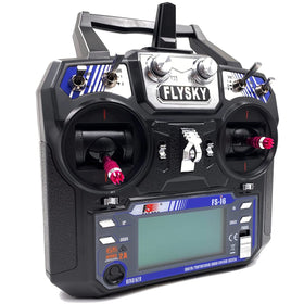 Flysky FS-i6 transmitter side view highlighting compact design for field use