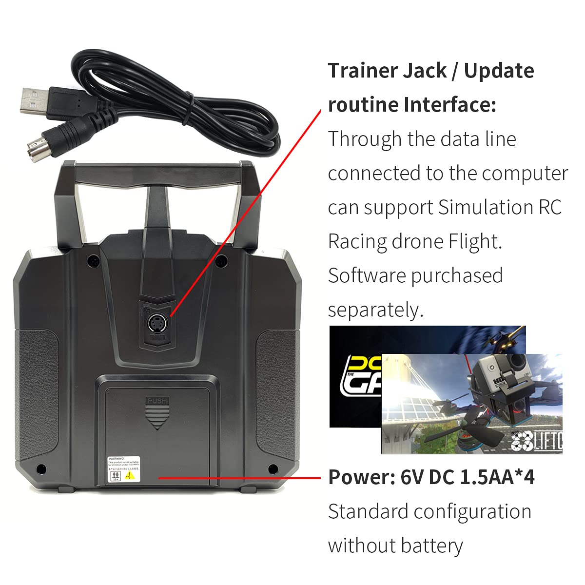 FLYSKY FS-i6X omni antenna reduces interference during races.