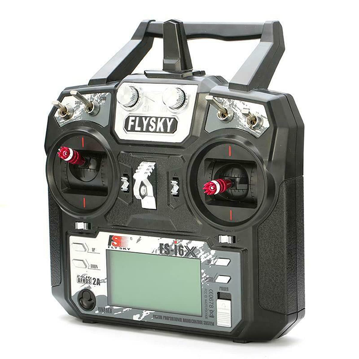 FLYSKY FS-i6X side controls enable quick one-handed adjustments.