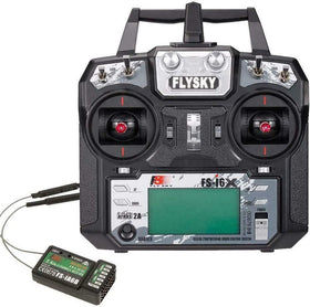 Flysky FS-i6X transmitter front view for reliable control and quick access to sticks.