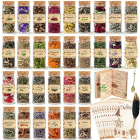 FlyweightZ Witchcraft Kit with 30 labeled herb jars for rituals.