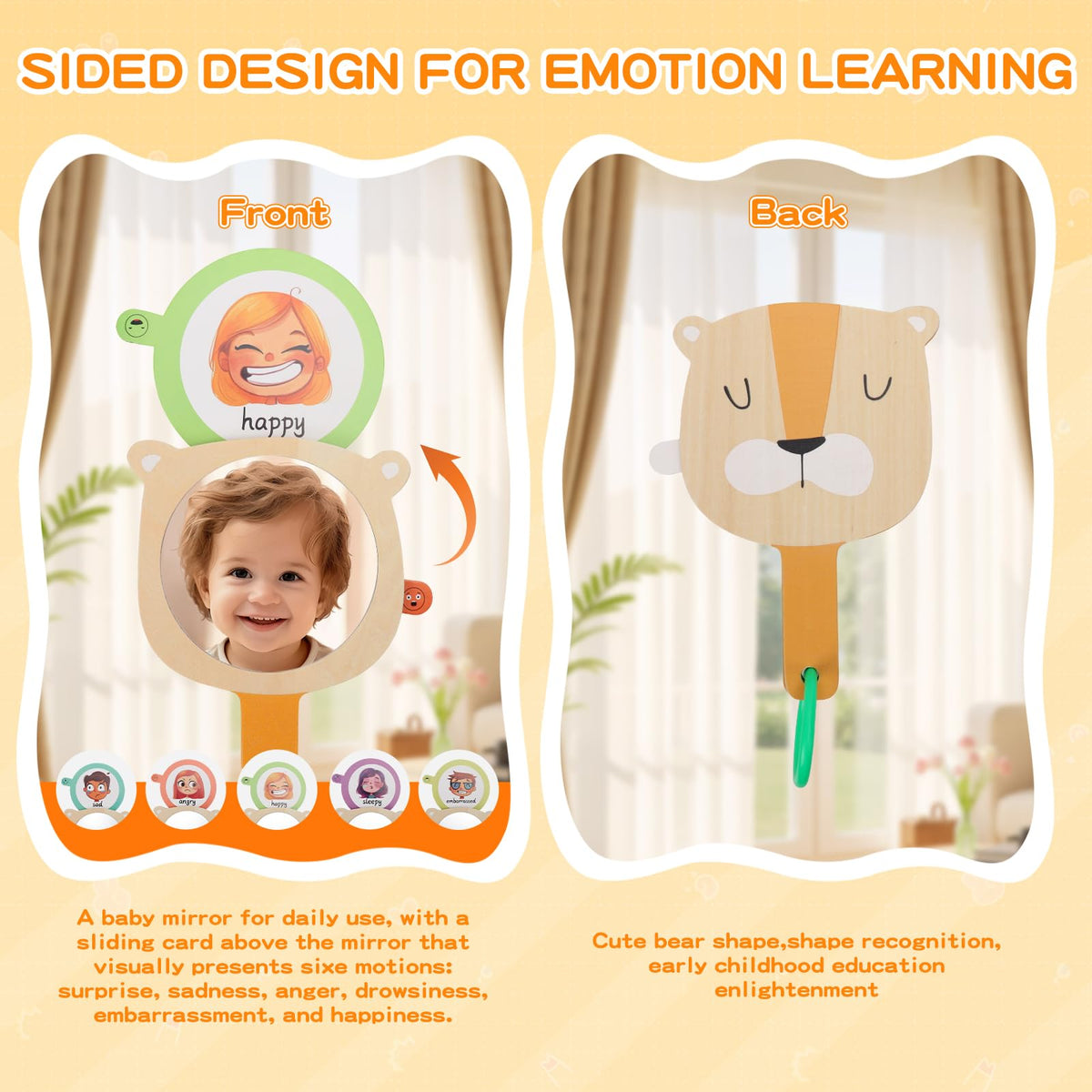 Flyxingxia emotion learning mirror image illustrating self-awareness and emotional recognition during play.