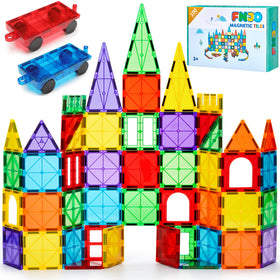 FNJO Magnetic Tiles 100pcs box for imaginative STEM building adventures.
