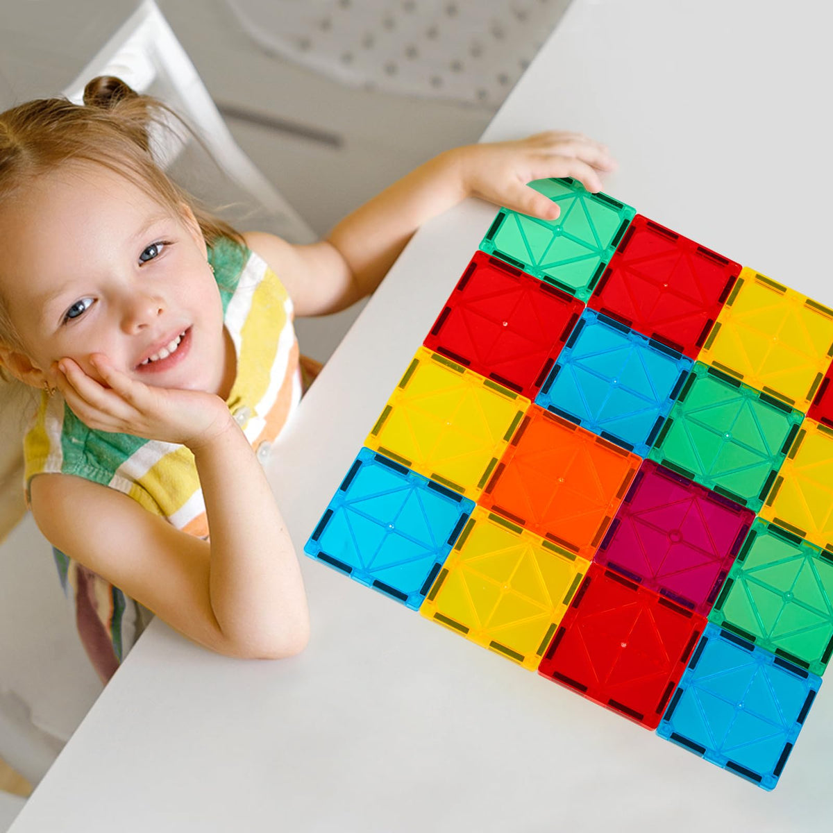 FNJO magnetic tiles 110pcs supports STEM learning through hands-on building
