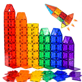 FNJO magnetic tiles closeup magnets highlight strong magnets for easy building.