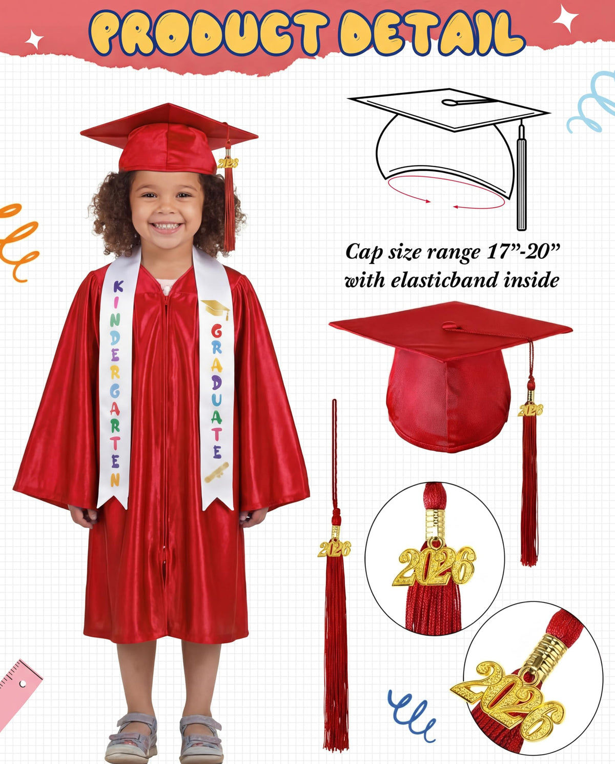 Foaincore graduation cap with elastic band for a secure, adjustable fit.
