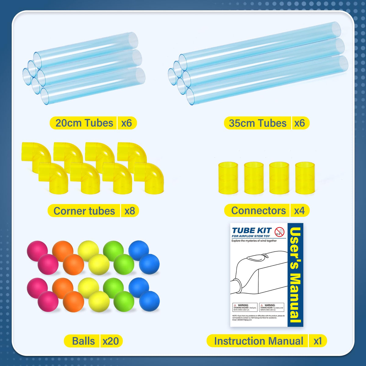 Foamore airflow tube kit ball-dance showcases bouncing foam balls traveling through air paths