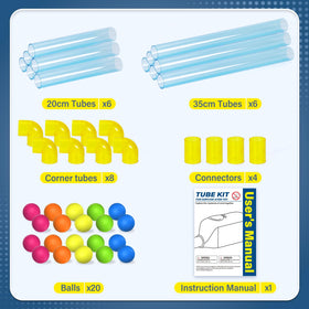 Foamore airflow tube kit ball-dance showcases bouncing foam balls traveling through air paths