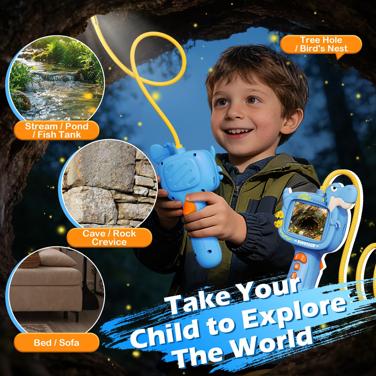 Foamore Kids Endoscope with 3-level zoom for versatile magnification.