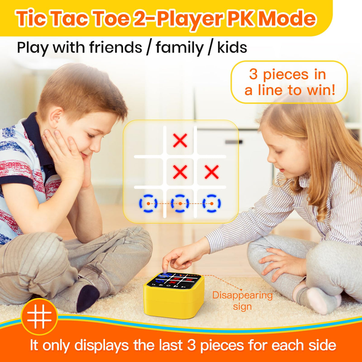 Rechargeable handheld puzzle in yellow designed for travel entertainment