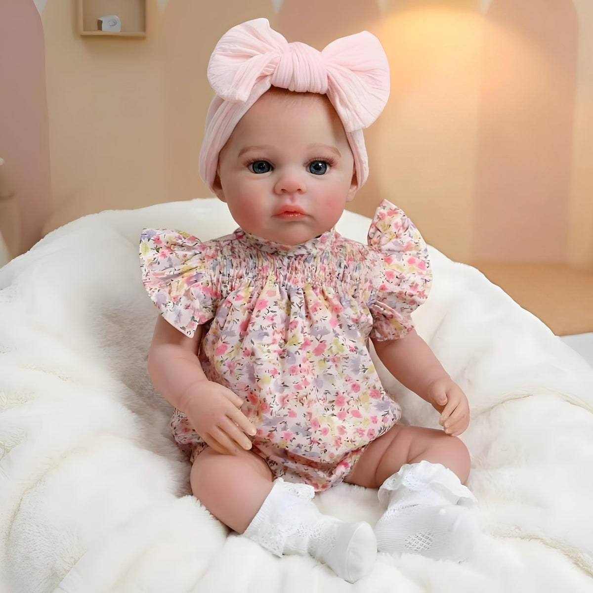 FOCKOF Realistic Reborn Baby Doll 18inch face closeup for lifelike display and pretend play.