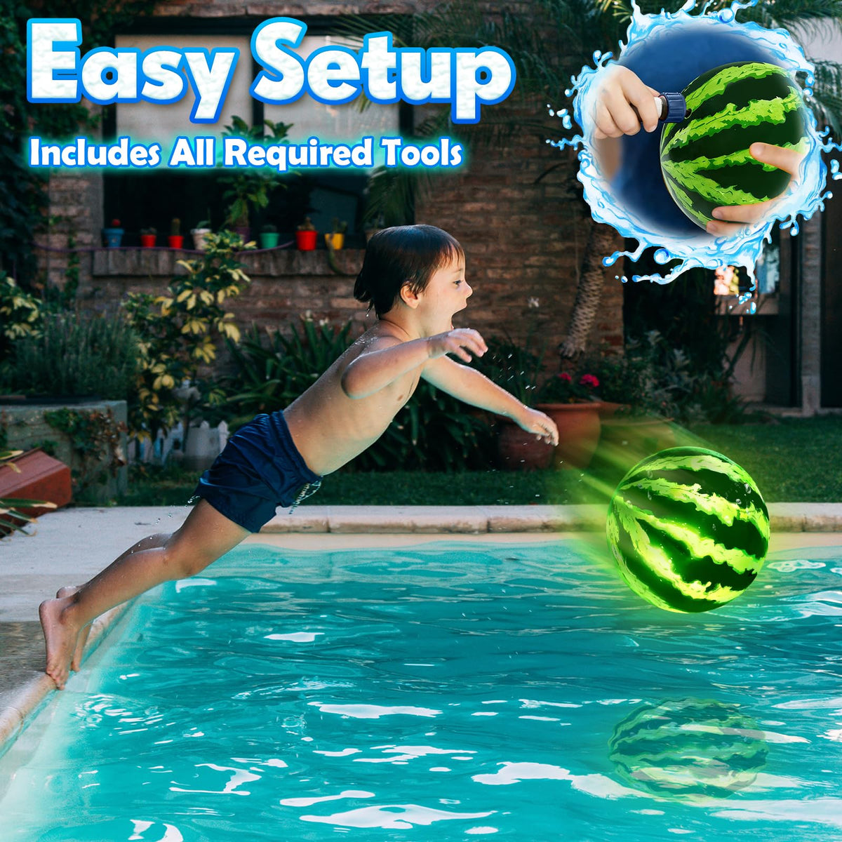 Focusport American-flag design ball brings family-friendly pool fun at night.