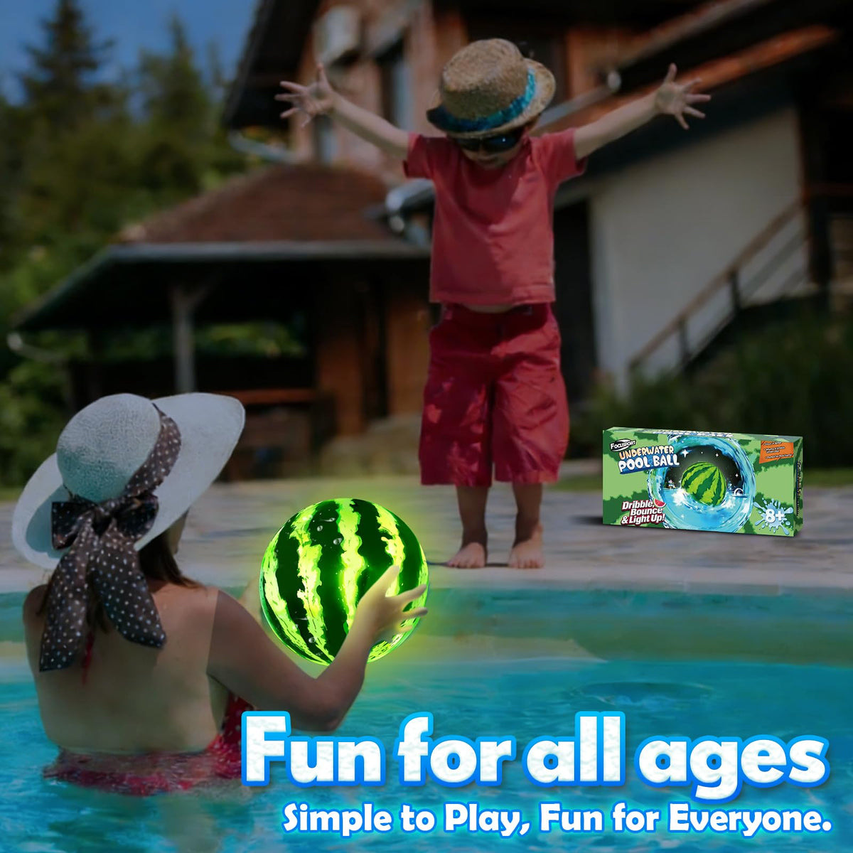 Focusport glow ball for backyard parties and outdoor water play after dark.