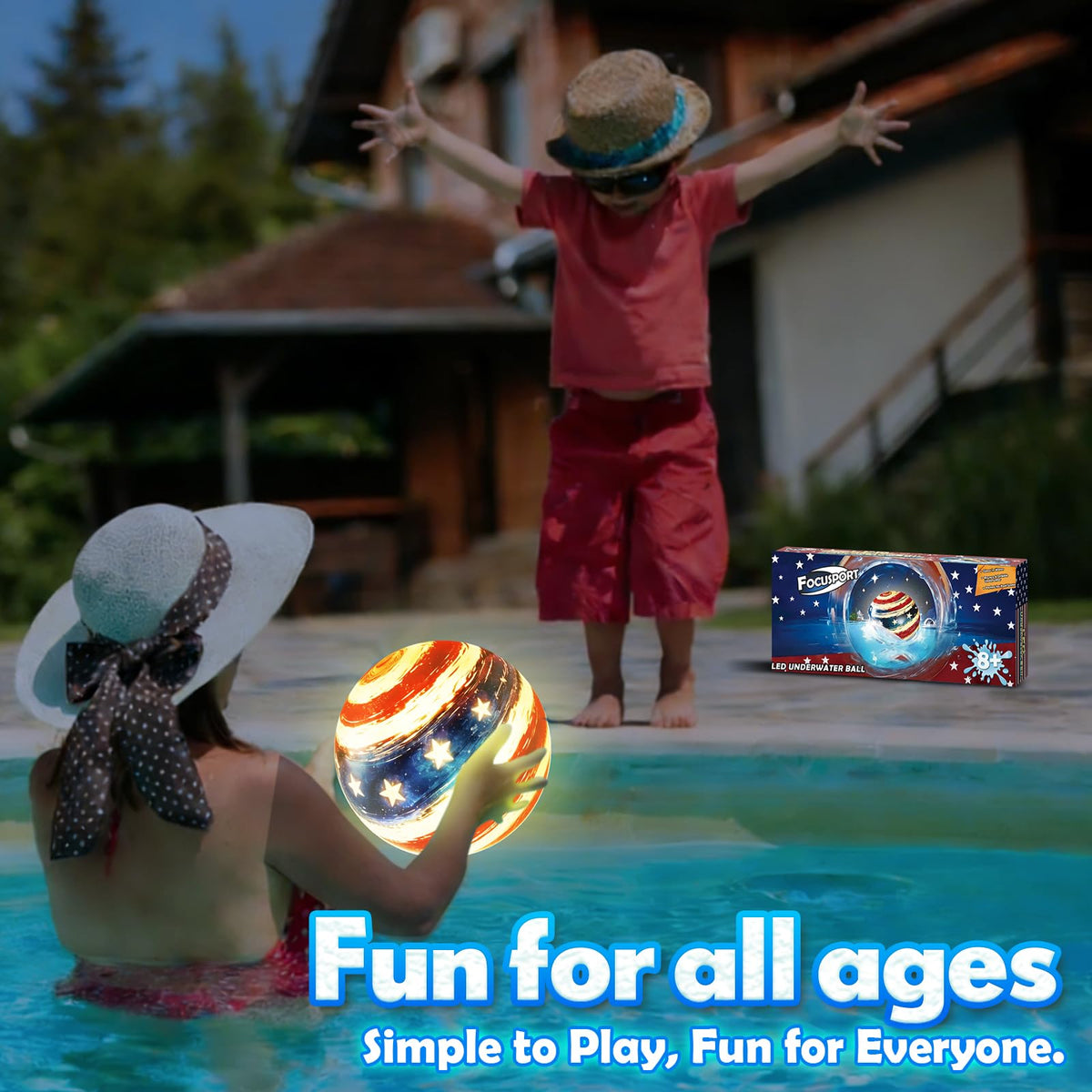 Focusport family night swimming glow ball for night pool games