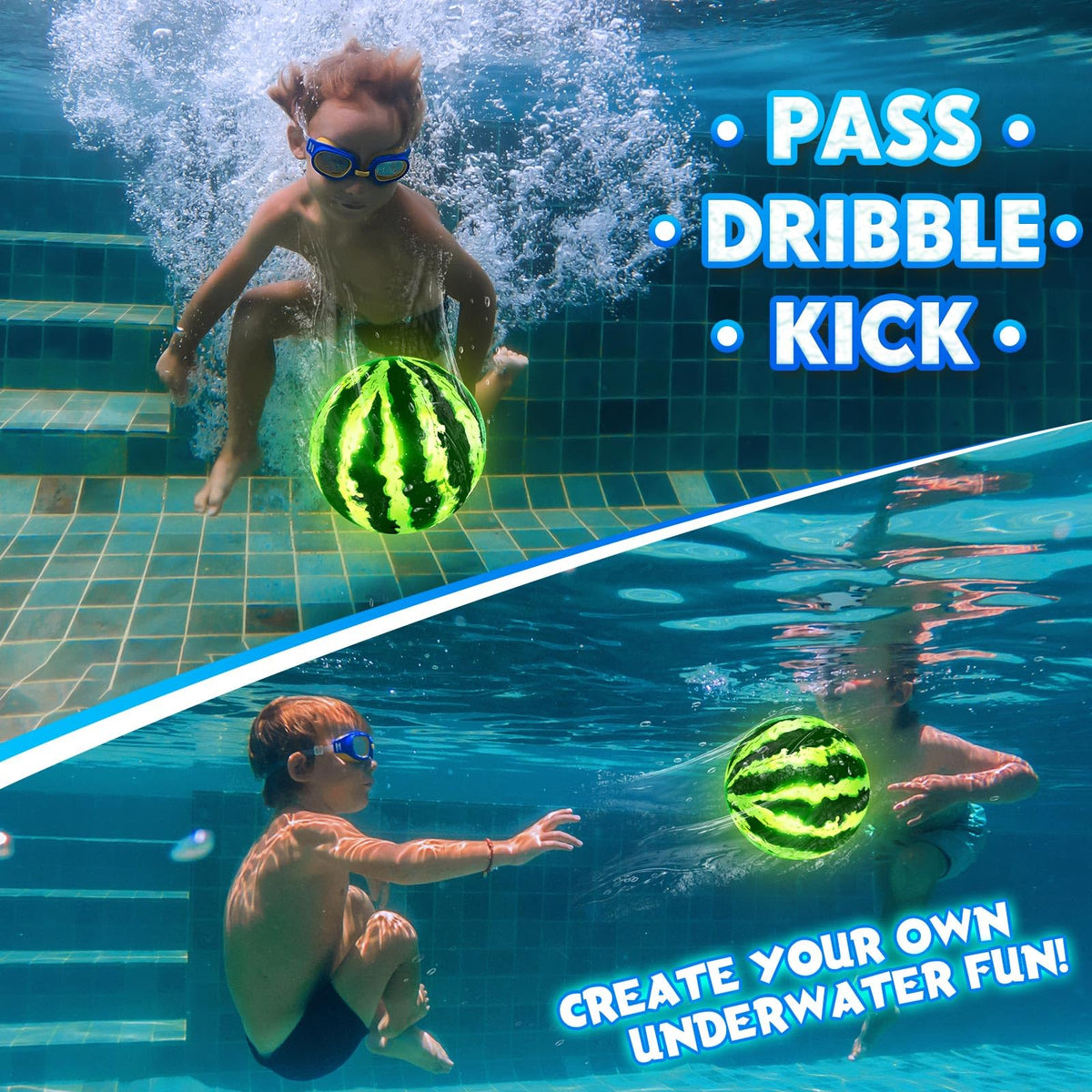 Focusport underwater balance design ball glides smoothly for dribbles and passes.