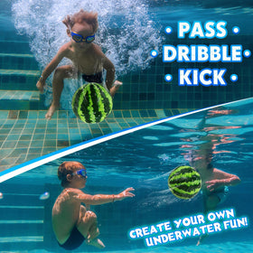 Focusport Underwater Ball soft-durable exterior enhances comfortable grip during pool play.