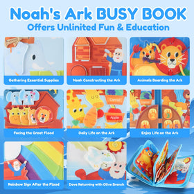 FoenixArte Noah’s Ark Busy Book animal pages show friendly creatures for early learning.