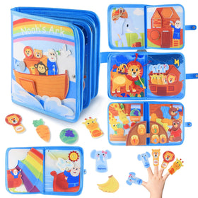 FoenixArte Noah’s Ark Busy Book cover invites toddlers to explore colors and textures.