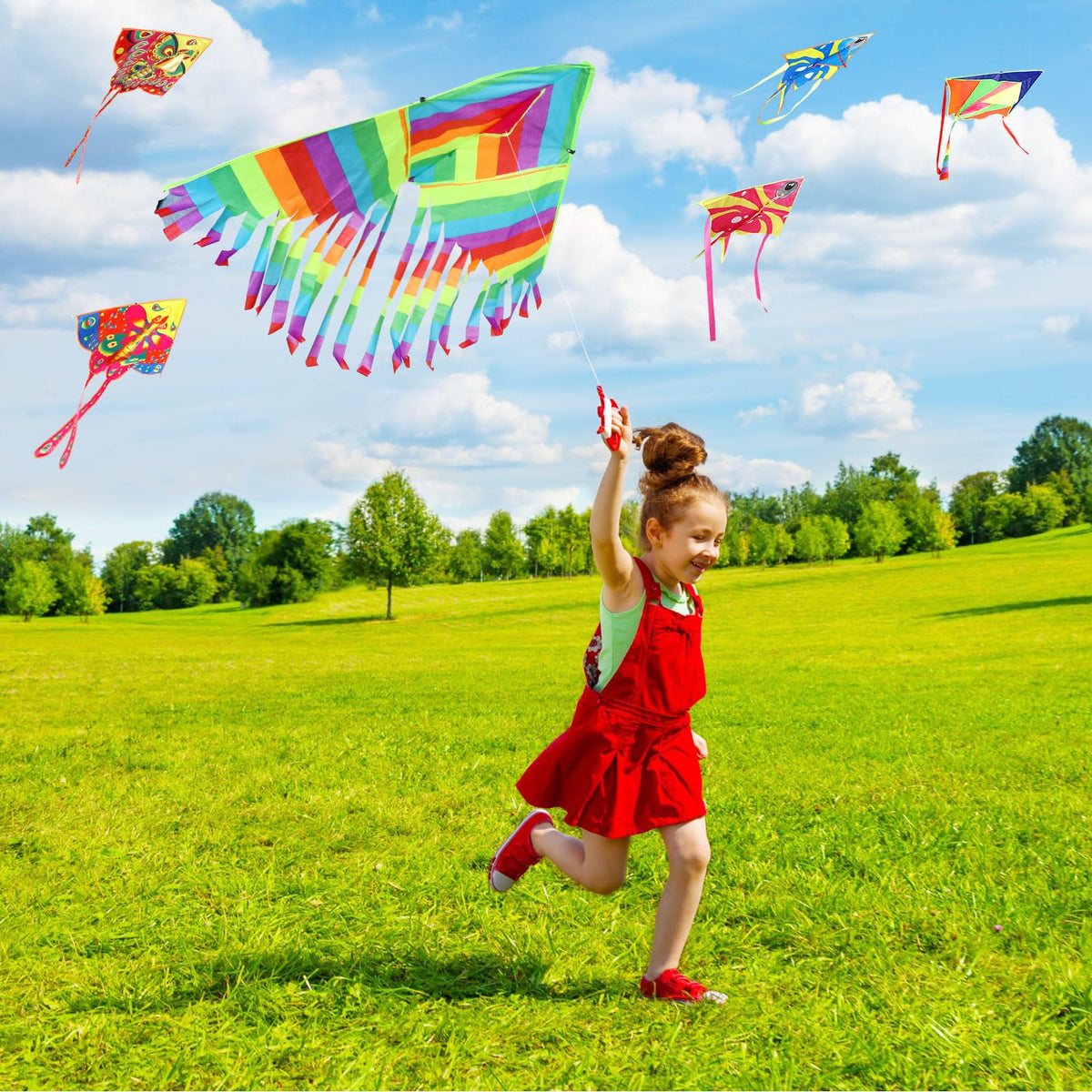 Foilswirl rainbow delta kite catching wind for long-distance flights
