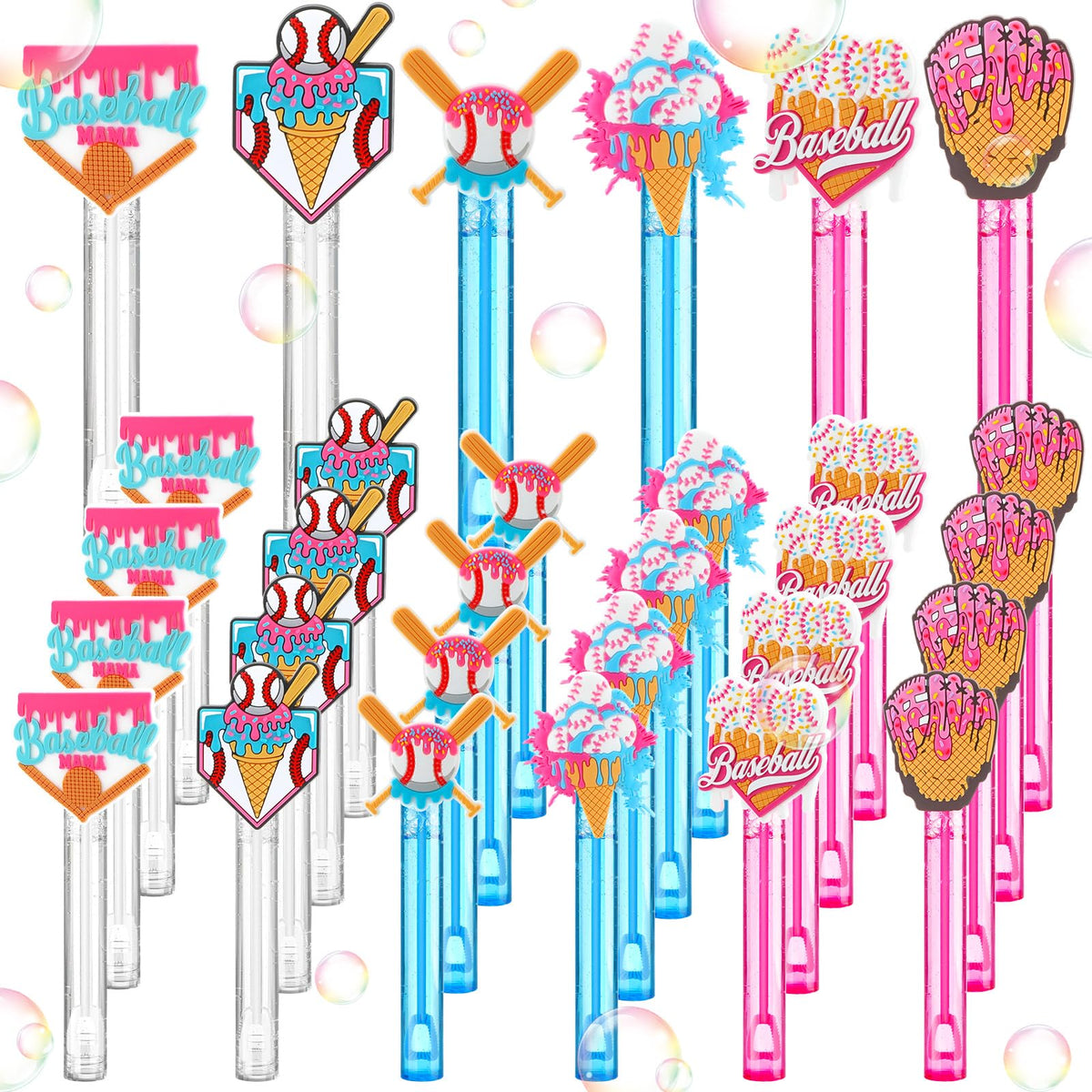 Foilswirl baseball ice cream drip wand – eye-catching party favor for celebrations.