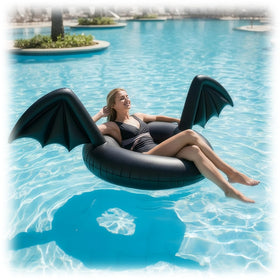 Foilswirl bat wings pool float fully inflated for expansive pool lounging