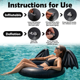 Foilswirl black bat wings float ready for beach relaxation