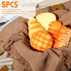 Foilswirl bread stress toy closeup squeeze demonstrates soft PU texture.