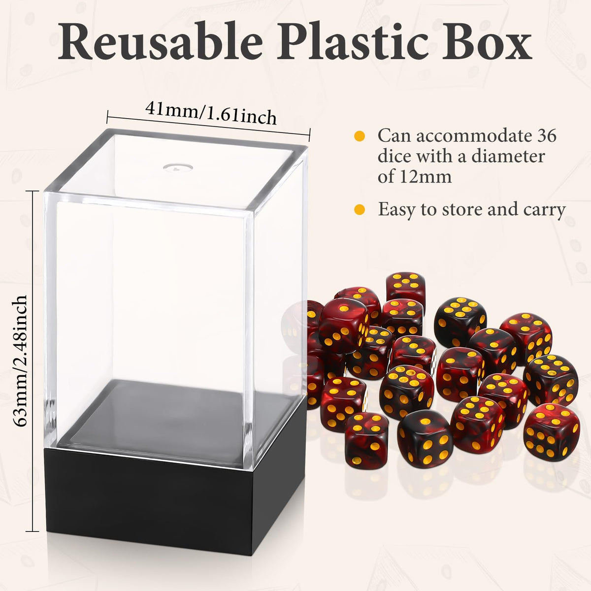 Foilswirl clear storage box keeps dice organized and portable
