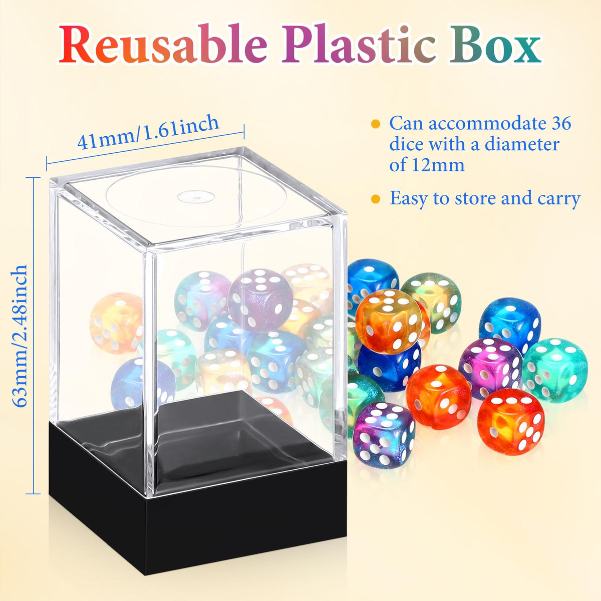 Foilswirl compact dice collection fits in small hands for easy rolling.