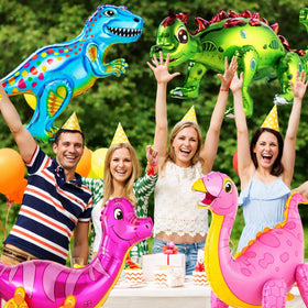 Foilswirl dino balloons elevate safari or dinosaur events with festive flair