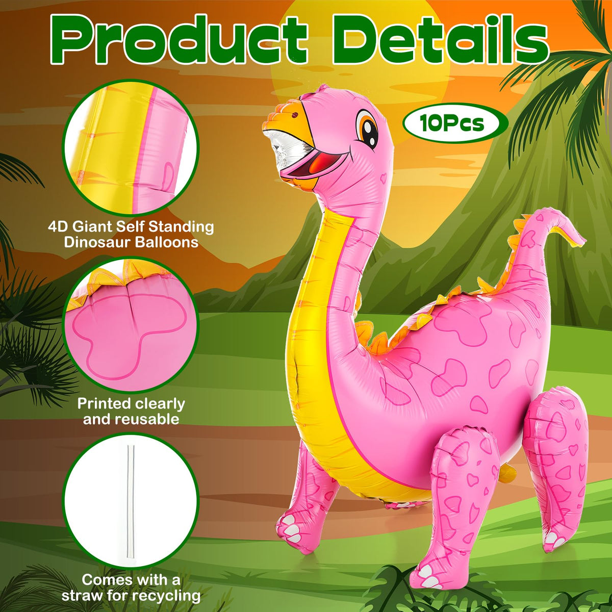 Foilswirl giant dino balloon close-up shows glossy foil and vivid colors