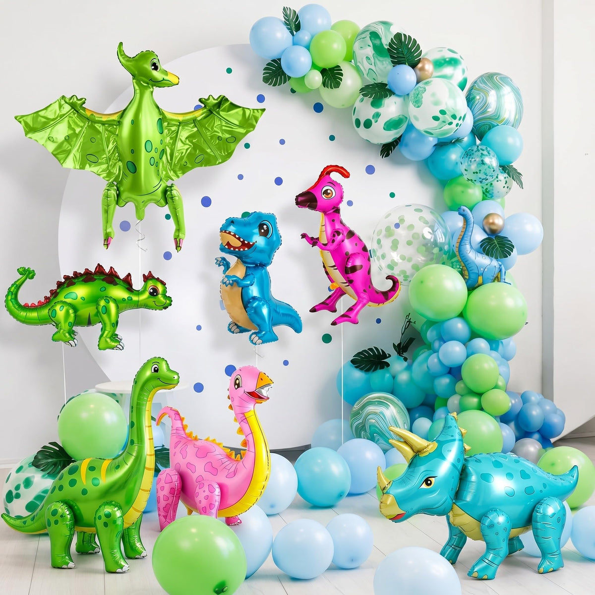 Foilswirl giant dino balloons suit jungle theme parties and baby showers