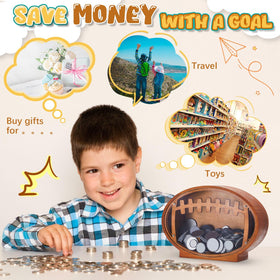 Foilswirl football piggy bank close-up screws indicate easy access