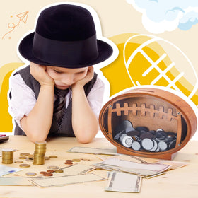 Foilswirl football piggy bank ideal for kids' rooms or sports parties