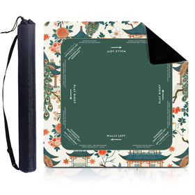Foilswirl Mahjong mat with floral peacock design in green, 33x33 inches for stylish gaming.