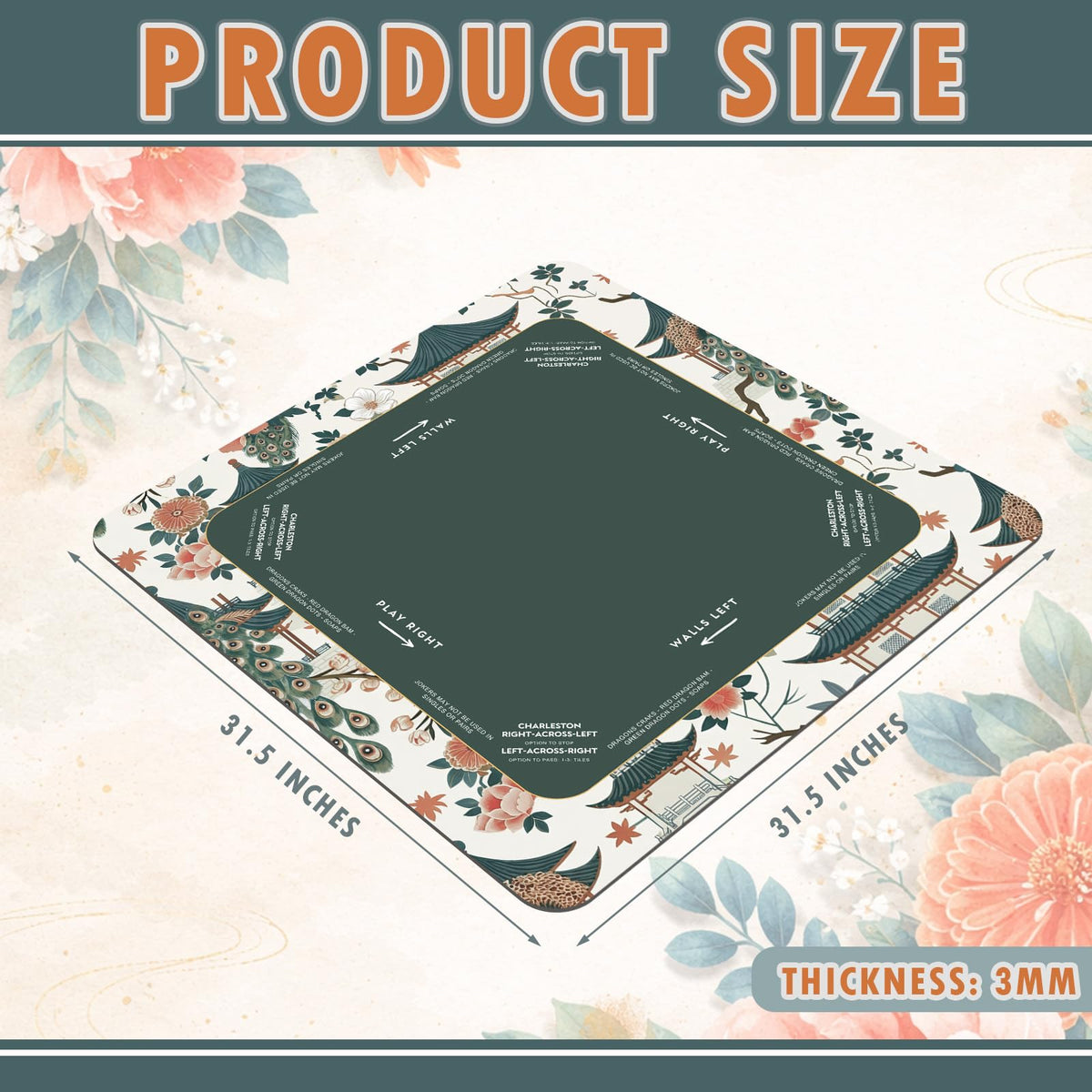 Foilswirl neoprene mat with sealed edge provides waterproof surface for long sessions.