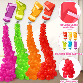 Foilswirl purple paint-tube balloons add a colorful classroom display
