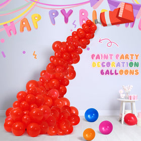 Foilswirl red paint-tube balloons enhance photo booths and parties