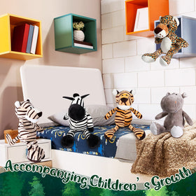 Foilswirl safari plush tiger offers tactile fun and decorative appeal.
