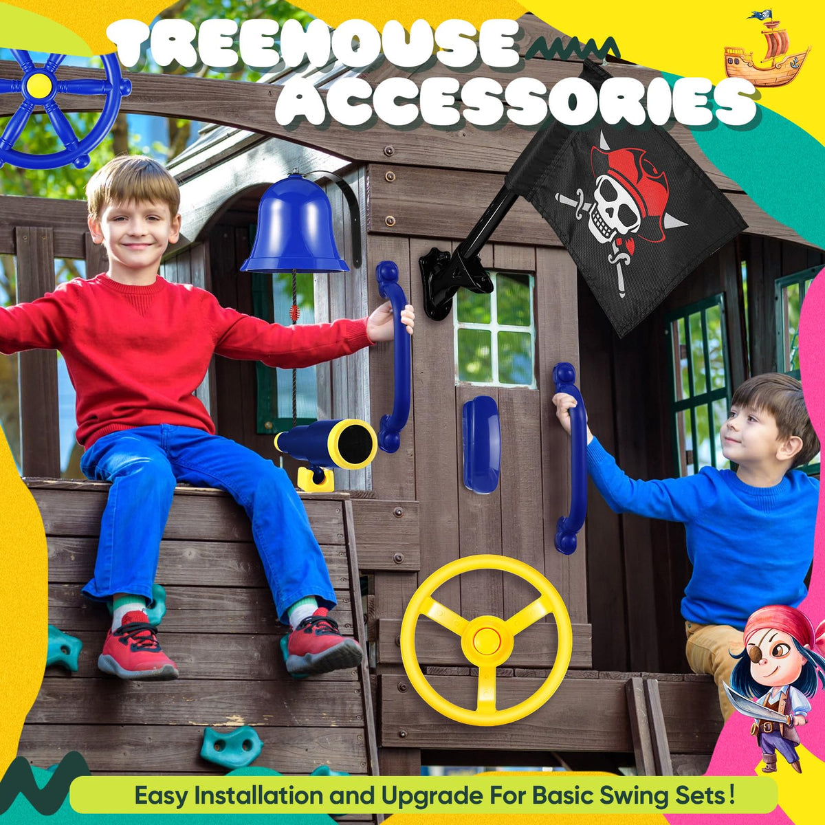 Foilswirl telescope with 360-degree rotation enhances adventurous exploration from the playhouse