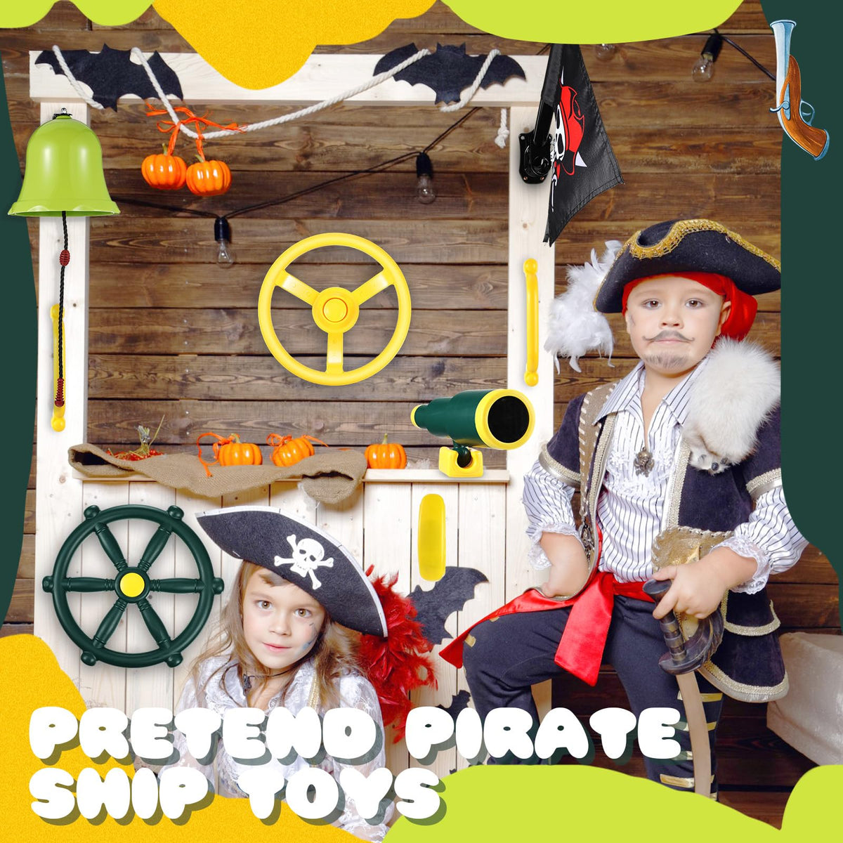 Foilswirl pirate flag with base inspires adventurous storytelling outdoors.