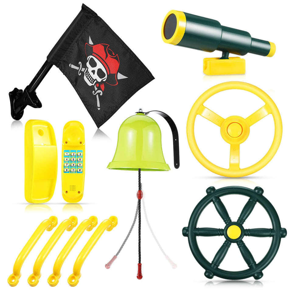 Foilswirl steering wheels in yellow and green spark imaginative outdoor sailing play.