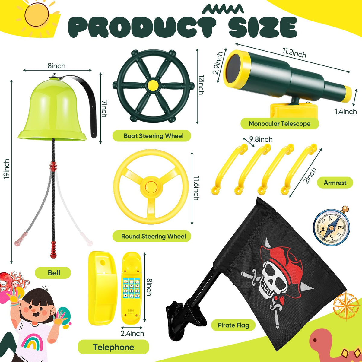 Foilswirl telephone toy encourages social role play on the playground.