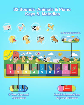 Foki floor piano mat with colorful keys supports early color and music awareness.