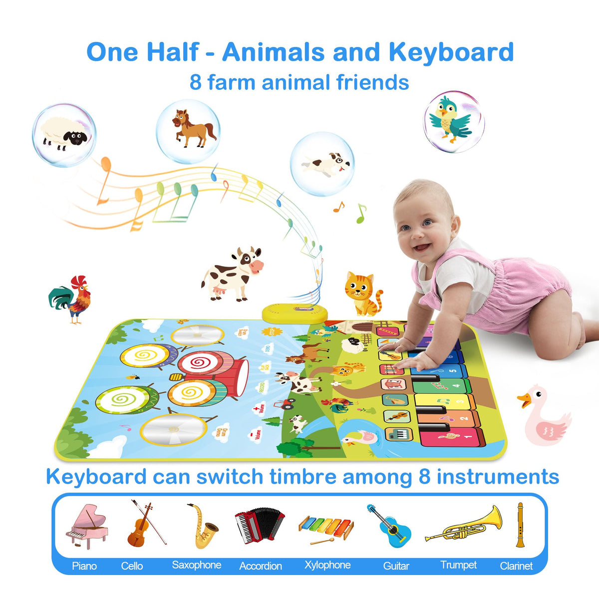 Foki Piano Mats 3-in-1 design supports shared, interactive musical exploration.