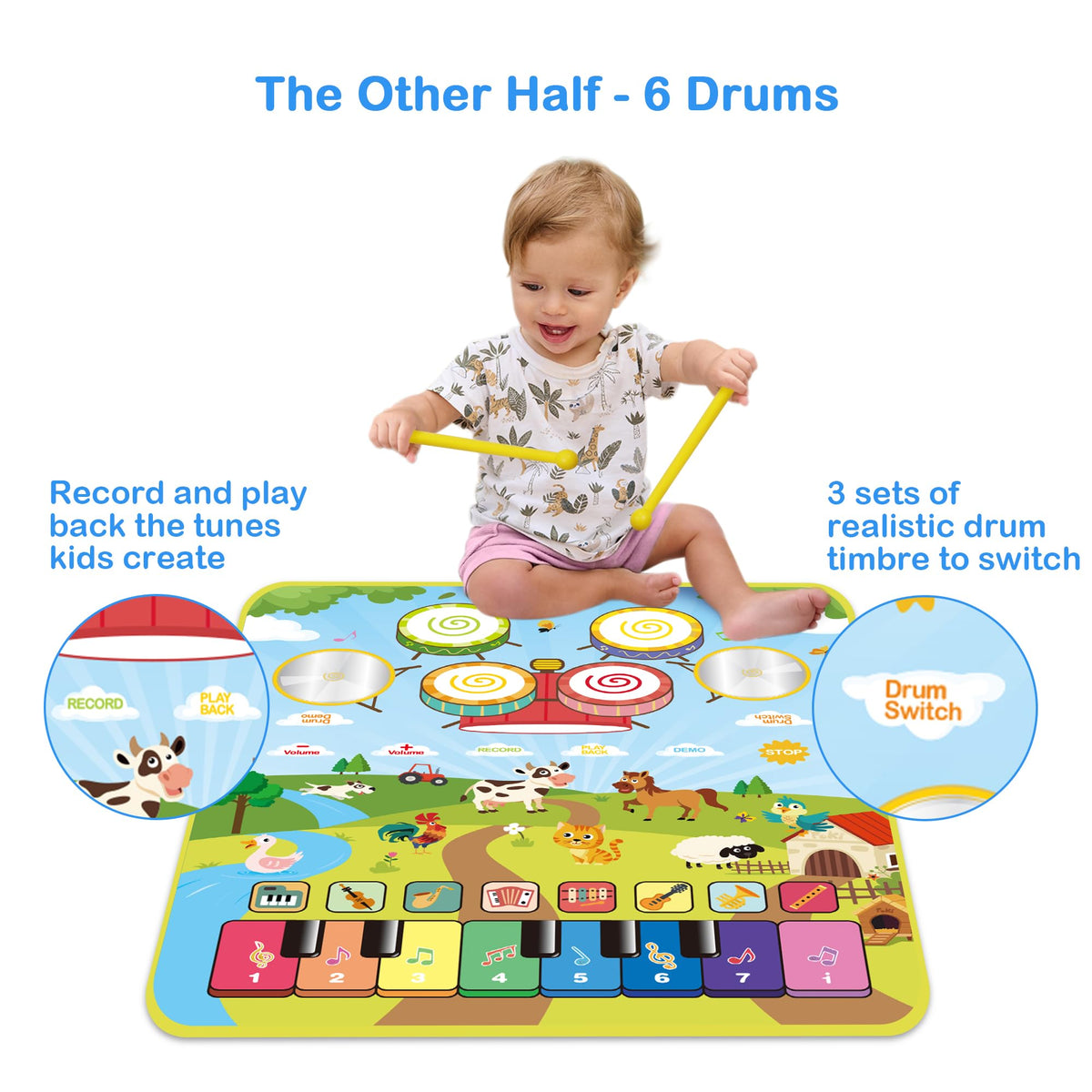 Foki Piano Mats lets two kids play together with diverse sounds.