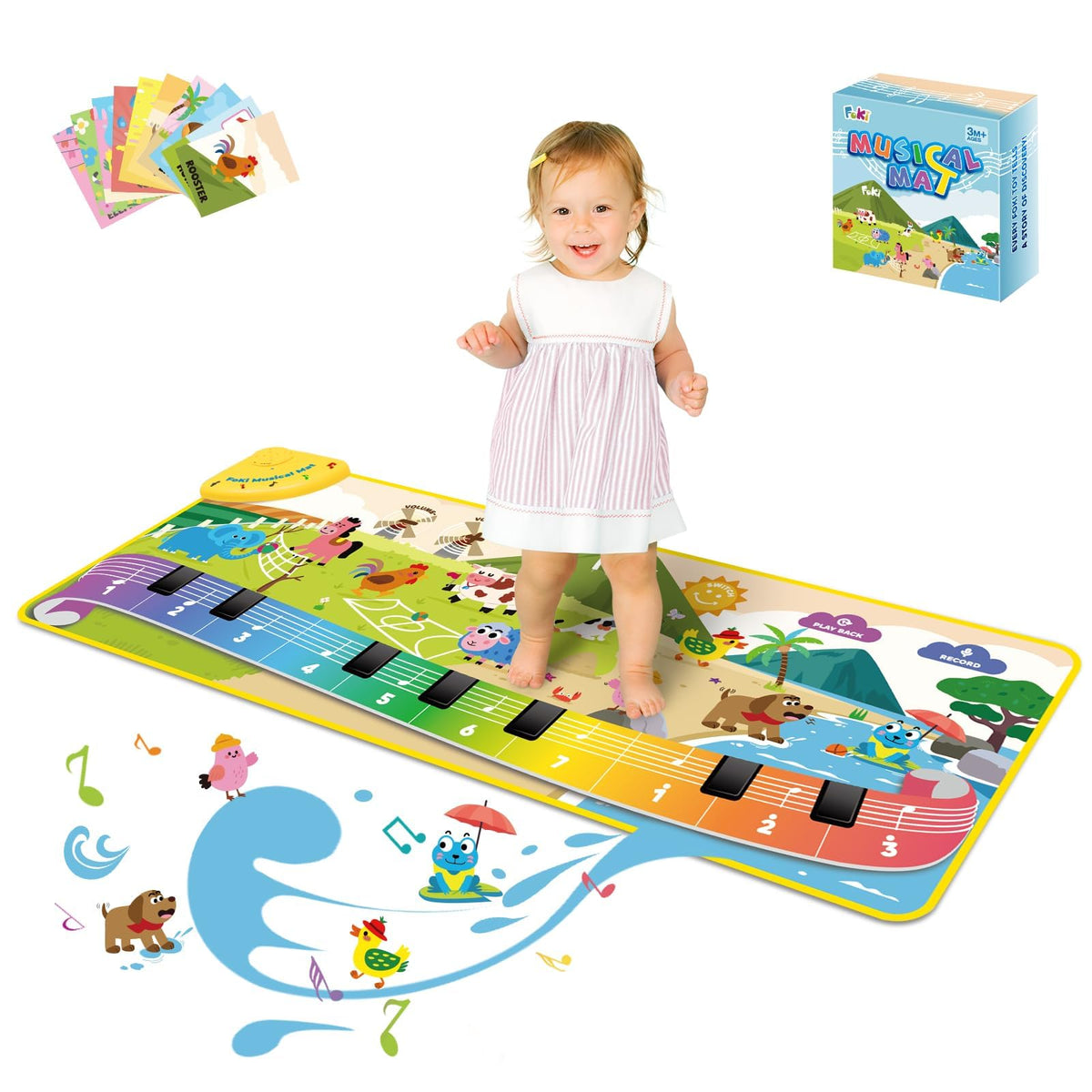 Foki toddler floor piano mat with 61 sounds boosts interactive play and exploration.