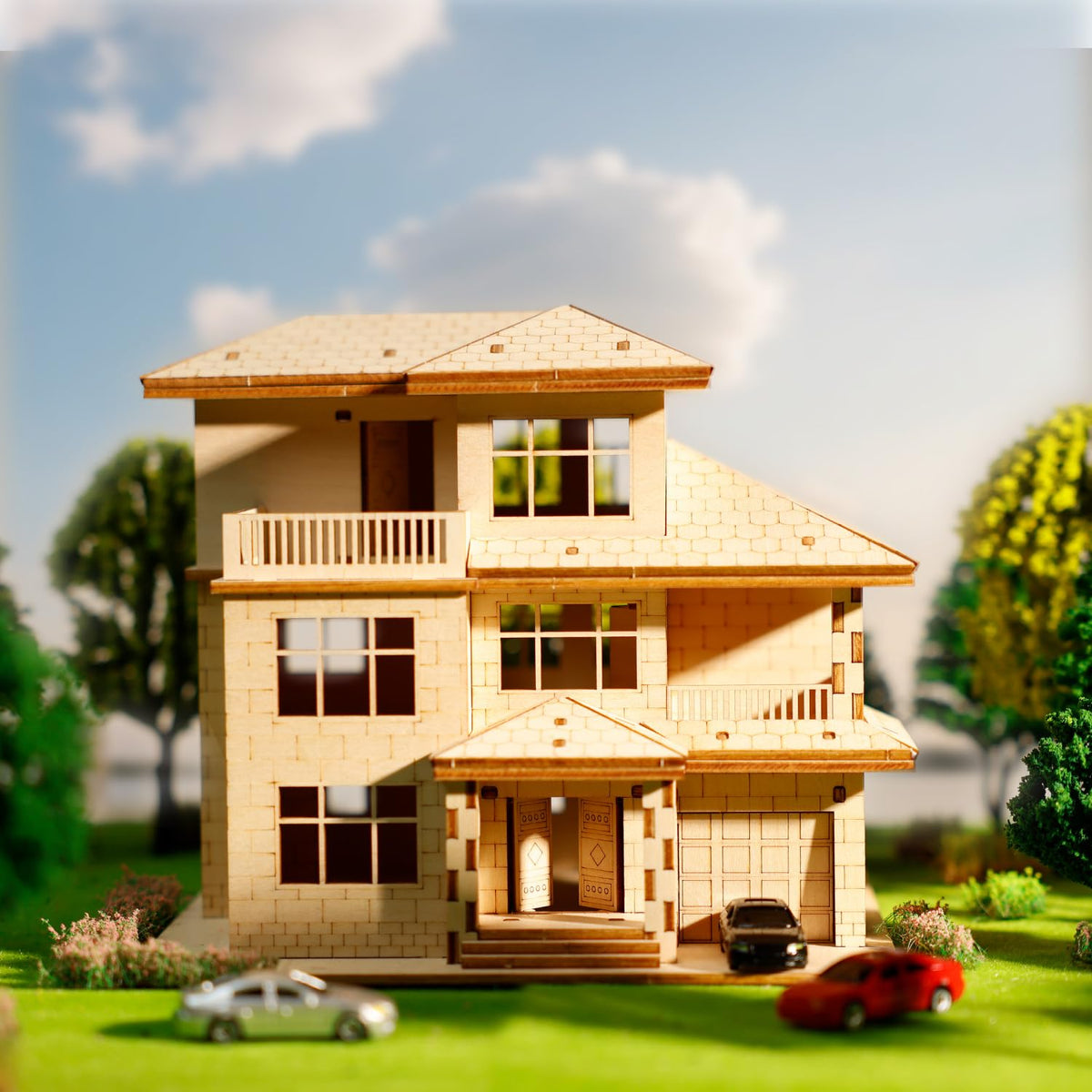 FOKKAH Modern Villa puzzle assembly for stylish desk decor
