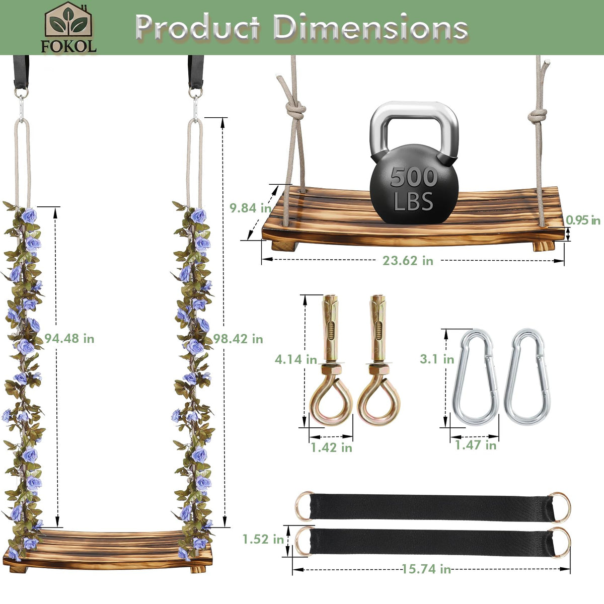 FOKOL adjustable nylon rope length close-up enabling easy height customization for adults and kids